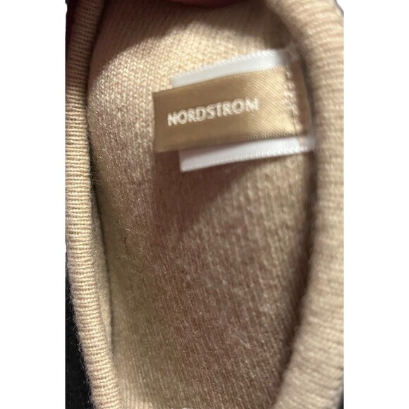 Nordstrom Lingerie Luxe Cashmere Slippers Black Tan Bow XL NWT Holiday Gift - Picture 6 of 12